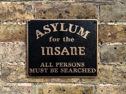 black asylum for insane plaque